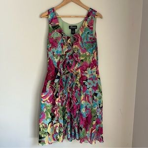 RB Collection New York Spring Floral Sleeveless Midi Dress Women's Size 14